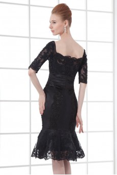 Lace Off-the-Shoulder Knee Length Dress with Half Sleeves