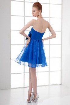 Satin and Organza Scoop Short Dress with Hand-made Flower
