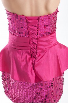 Taffeta Strapless Short Dress with Sequins
