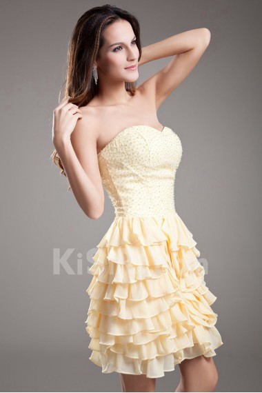 Chiffon Sweetheart Short Dress with Embroidery