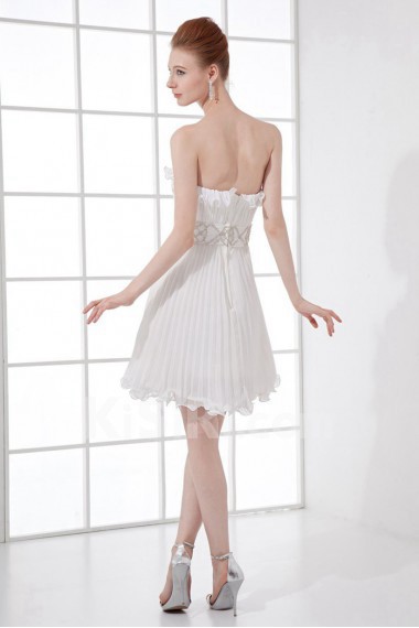 Chiffon Strapless Short Dress with Sash and Sequins