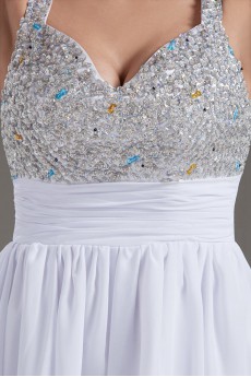 Chiffon Sweetheart White Short Dress with Sequins