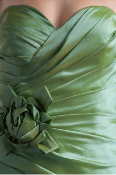Taffeta Sweetheart Short Dress with Hand-made Flower