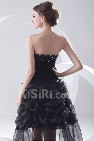 Organza Strapless A Line Short Dress with Embroidery
