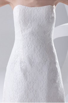 Lace Strapless A Line Tea-Length Dress