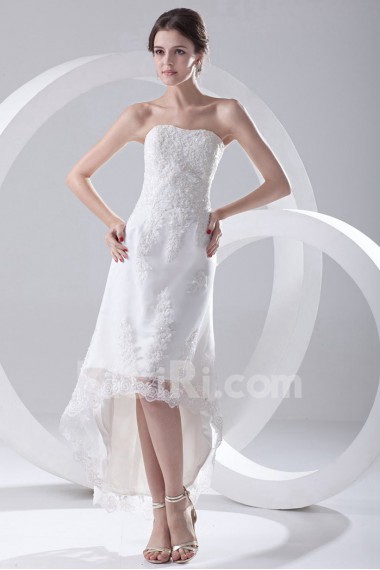 Lace Strapless A Line Ankle-Length Dress