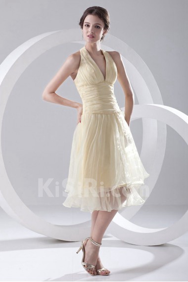 Organza Halter Knee Length Dress