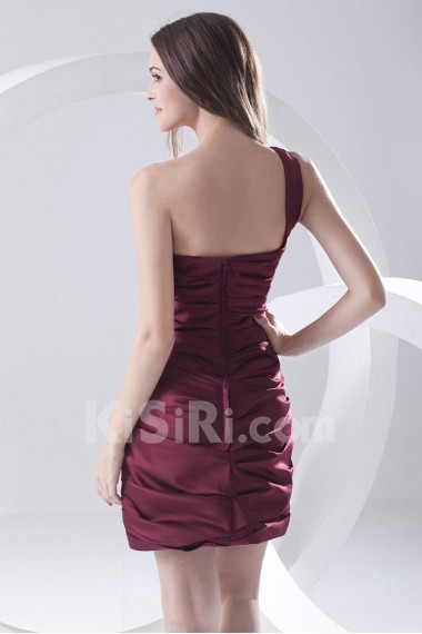 Satin Short Dress with Crisscross Ruched Bodice