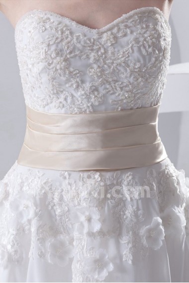 Chiffon Sweetheart A Line Tea-Length Dress with Embroidery