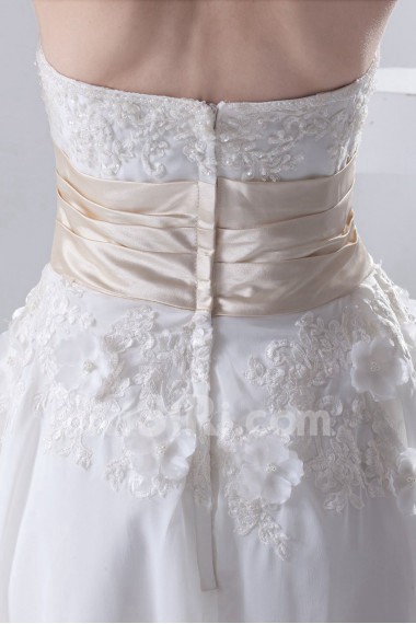 Chiffon Sweetheart A Line Tea-Length Dress with Embroidery