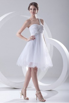 Satin and Net Sweetheart Short Dress with Embroidery
