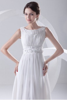 Chiffon Jewel A Line Tea-Length Dress with Embroidery