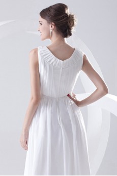 Chiffon Jewel A Line Tea-Length Dress with Embroidery