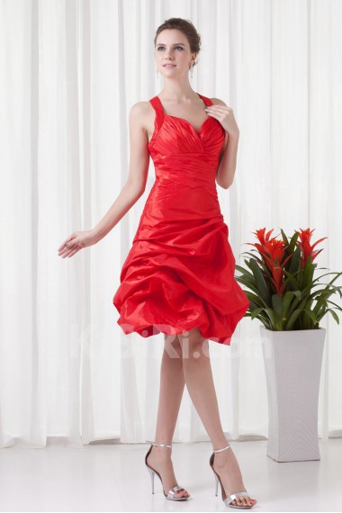 Taffeta Halter Knee Length Dress