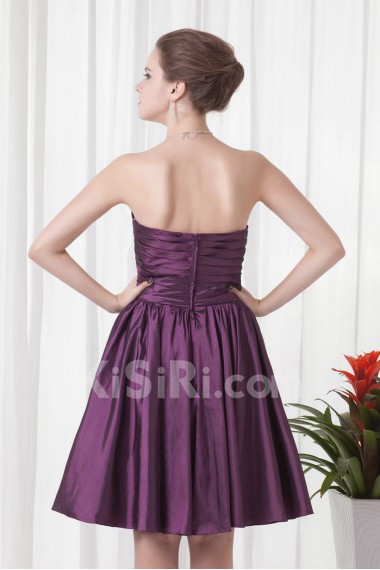 Taffeta Sweetheart Short Dress with Gathered Ruched Bodice