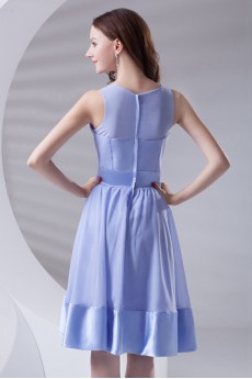 Chiffon Jewel Knee Length Dress with Sash