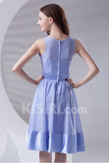 Chiffon Jewel Knee Length Dress with Sash