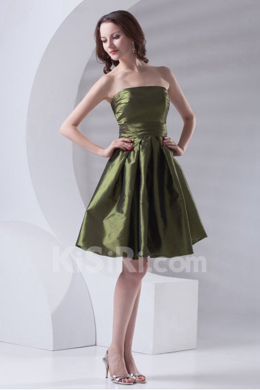 Taffeta Strapless Knee Length Dress