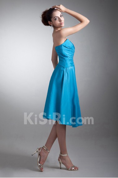 Taffeta Strapless Knee Length Dress