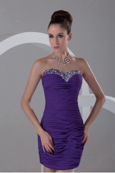 Chiffon Sweetheart Short Dress with Directionally Ruched Bodice