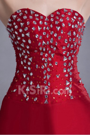 Taffeta Sweetheart Short Dress with Embroidery