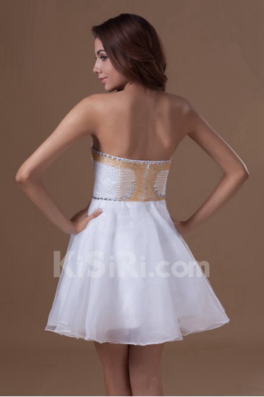Organza Strapless Short A Line Dress with Embroidery