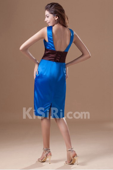 Satin V-Neck Knee Length Dress