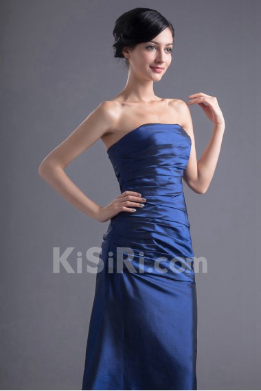 Taffeta Strapless A Line Dress with Directionally Ruched Bodice