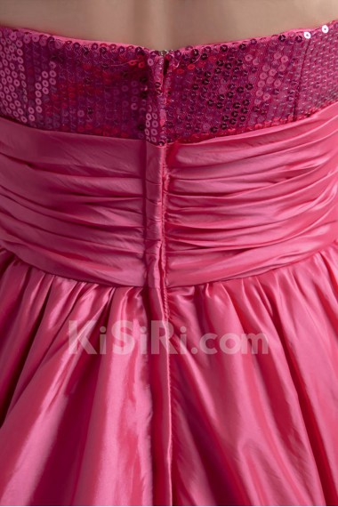 Taffeta Strapless Dress with Embroidery