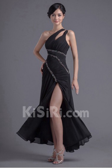 Chiffon Asymmetrical Sheath Ankle-Length Dress with Sequins
