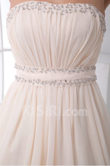 Chiffon Strapless A Line Ankle-Length Dress with Sequins
