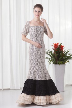 Lace Strapless Mermaid Dress with Half Sleeve