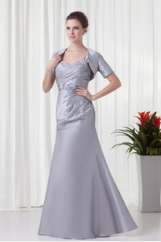 Taffeta Sweetheart A Line Dress with Crisscross Ruched and Jacket