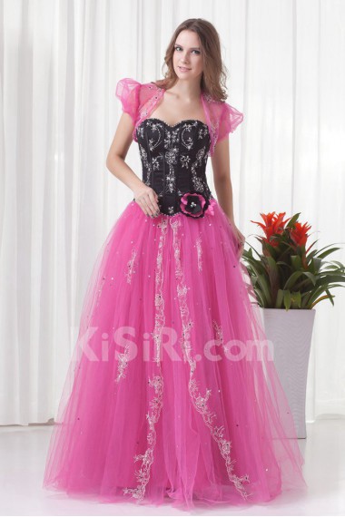 Satin and Net Sweetheart Ball Gown with Embroidered and Jacket