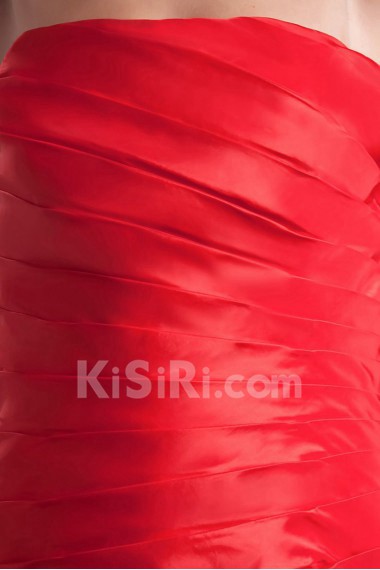 Satin Strapless Sheath Ankle-Length Dress with Gathered Ruched Bodice