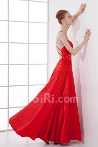 Satin Sheath Ankle-Length Dress with Sequins