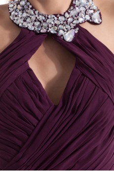 Chiffon High Collar A Line Dress with Sequins