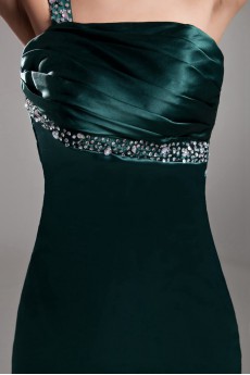 Satin One Shoulder Sheath Dress with Embroidery