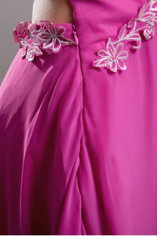 Chiffon Sweetheart Column Dress with Embroidery