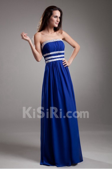 Chiffon Strapless Dress with Embroidery