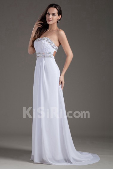 Chiffon Scoop Column Gown with Sequins