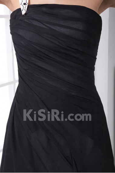 Chiffon Strapless Sheath Ankle-Length Dress with Sequins