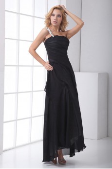 Chiffon Strapless Sheath Ankle-Length Dress with Sequins