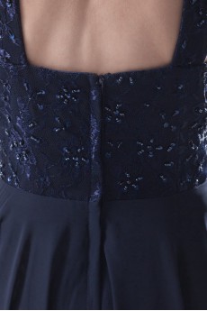 Chiffon Jewel Column Dress with Embroidery