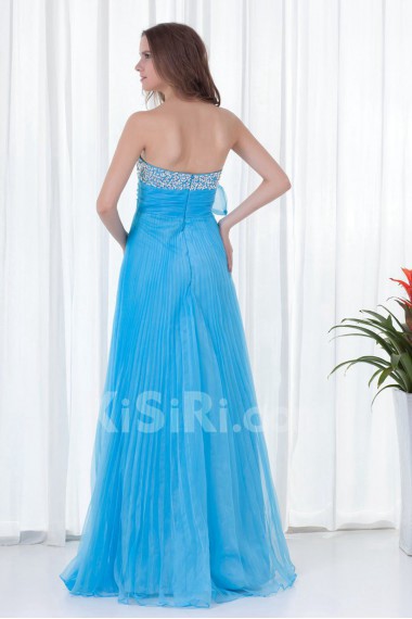 Organza Strapless Empire Floor Length Dress with Embroidery