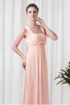 Chiffon Square Column Floor Length Dress with Sequins