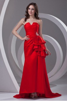 Satin Strapless Sheath Dress with Sequins