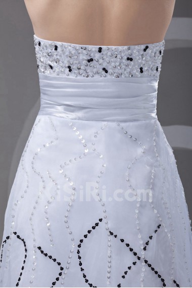 Organza Sweetheart A Line Dress with Sequins
