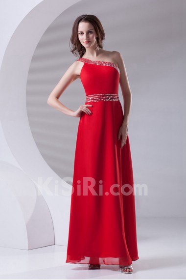 Chiffon Asymmetrical A Line Dress with Sequins