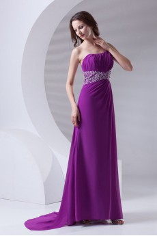 Chiffon One Shoulder A Line Dress with Sequins